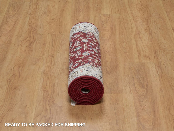 2'7" x 10'3" New Hand Knotted Red Wool & Silk Runner Oriental Rug - MOA10291642