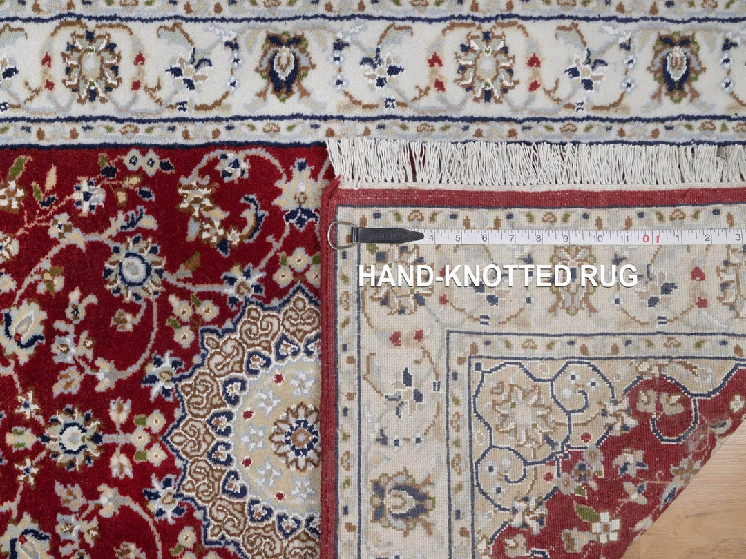 2'7" x 10'3" New Hand Knotted Red Wool & Silk Runner Oriental Rug - MOA10291642