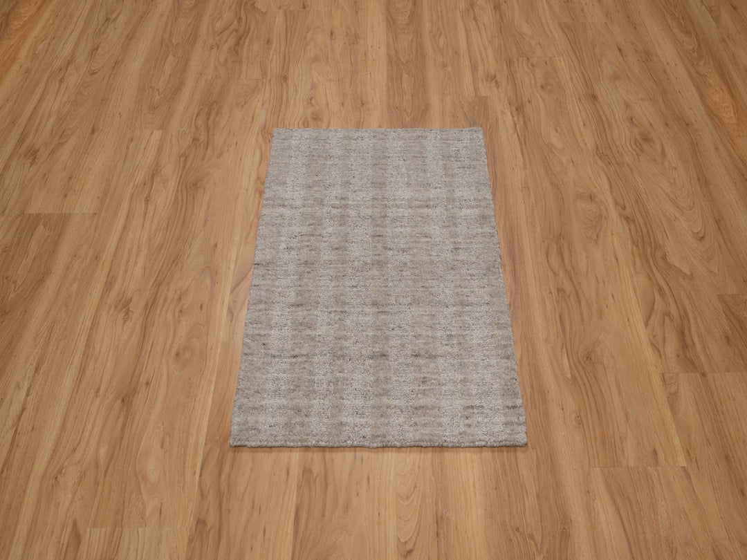 2'0" x 2'11" New Hand Loomed Brown Wool Rectangle Oriental Rug - MOA10291650