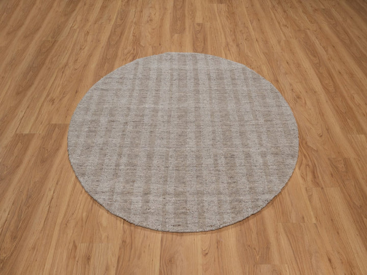 4'11" x 4'11" New Hand Loomed Brown Wool Round Oriental Rug - MOA10291652