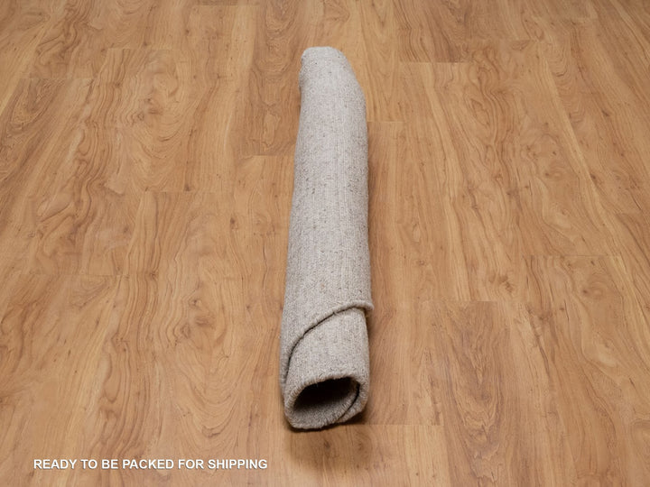 4'11" x 4'11" New Hand Loomed Brown Wool Round Oriental Rug - MOA10291652