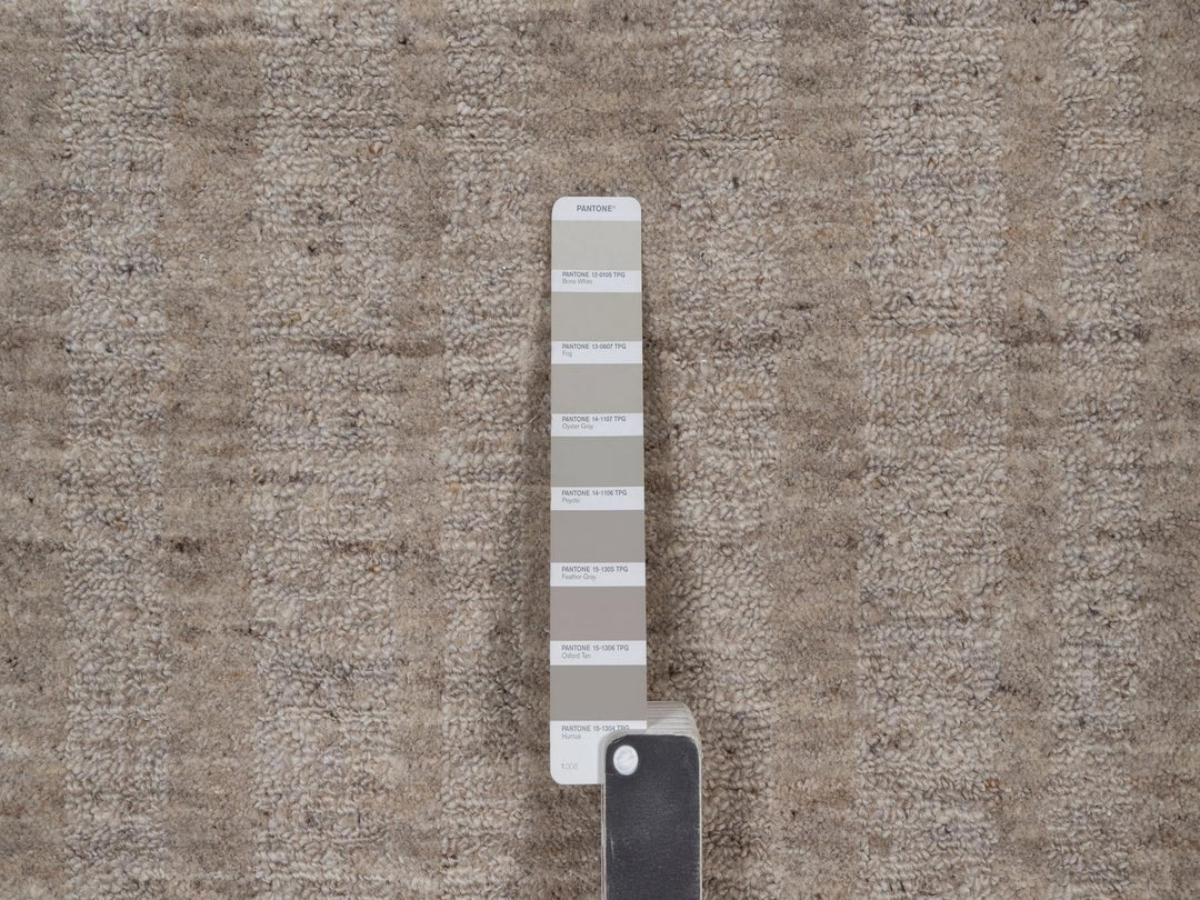 4'10" x 4'10" New Hand Loomed Brown Wool Round Oriental Rug - MOA10291653