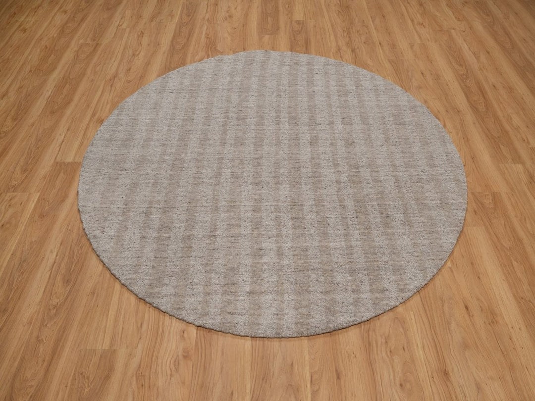 6'0" x 6'0" New Hand Loomed Brown Wool Round Oriental Rug - MOA10291655
