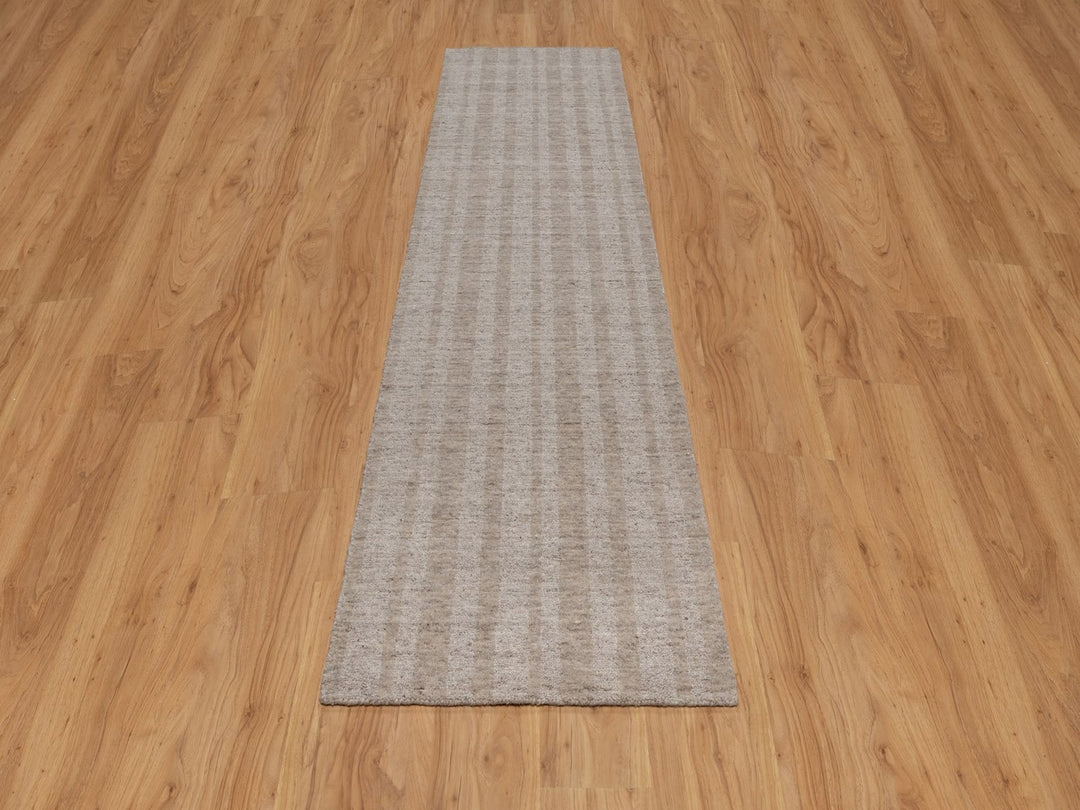 2'7" x 10'0" New Hand Loomed Brown Wool Runner Oriental Rug - MOA10291658