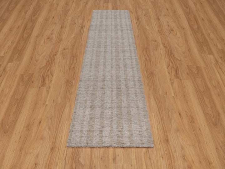 2'7" x 10'0" New Hand Loomed Brown Wool Runner Oriental Rug - MOA10291658