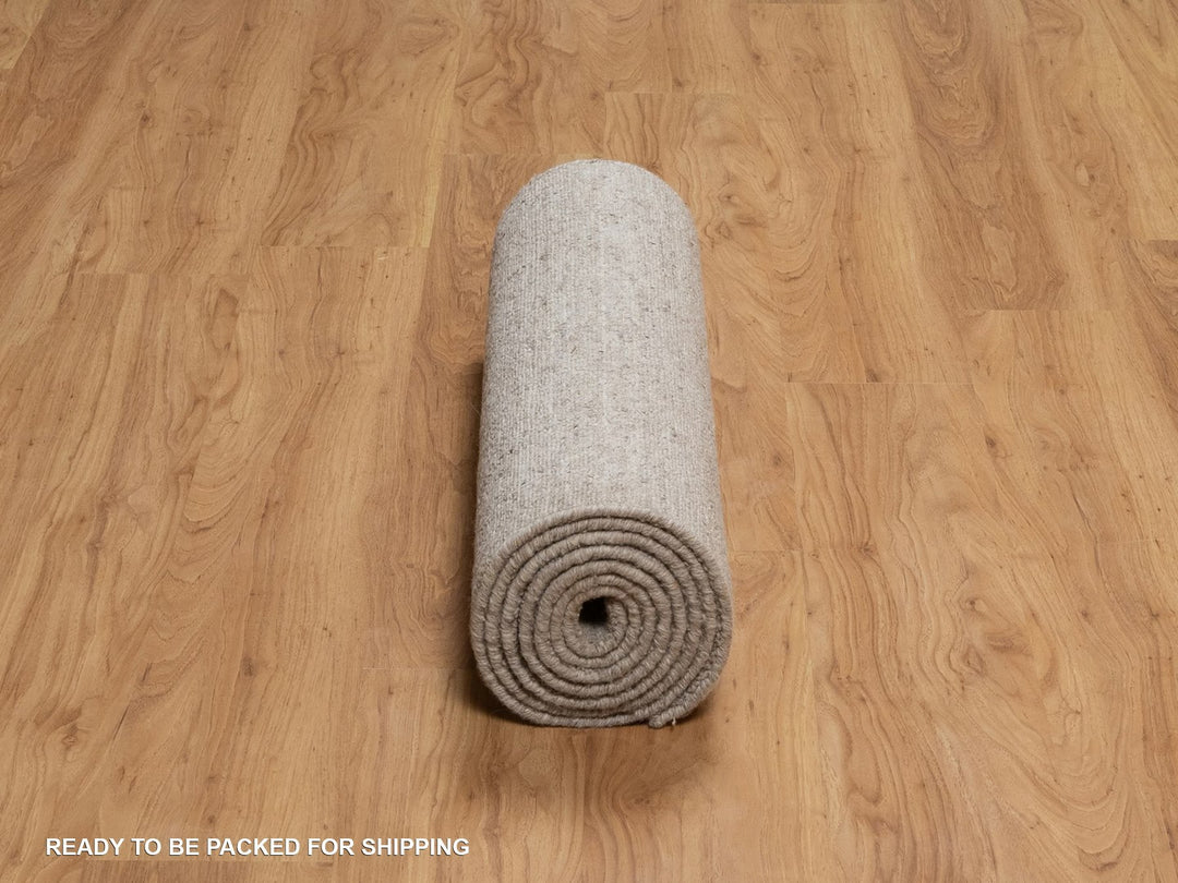 2'7" x 10'0" New Hand Loomed Brown Wool Runner Oriental Rug - MOA10291658