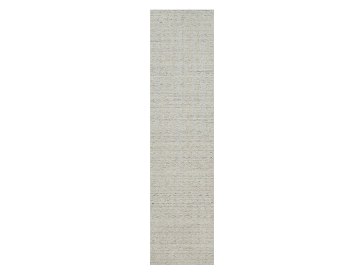 2'6" x 9'11" New Hand Loomed Ivory Wool Runner Oriental Rug - MOA10291671
