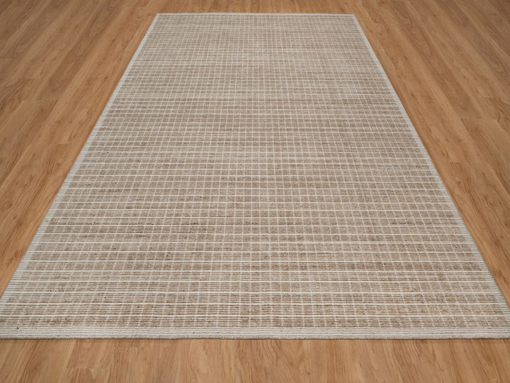 9'0" x 12'0" New Hand Loomed Brown Wool Rectangle Oriental Rug - MOA10291708