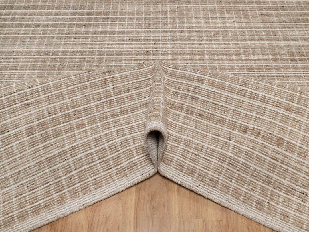 9'0" x 12'0" New Hand Loomed Brown Wool Rectangle Oriental Rug - MOA10291708