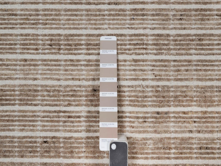 9'1" x 12'0" New Hand Loomed Brown Wool Rectangle Oriental Rug - MOA10291709