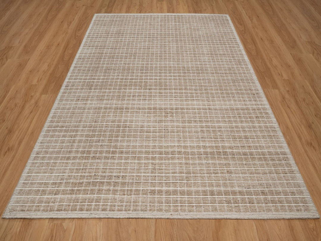 8'1" x 10'0" New Hand Loomed Brown Wool Rectangle Oriental Rug - MOA10291710