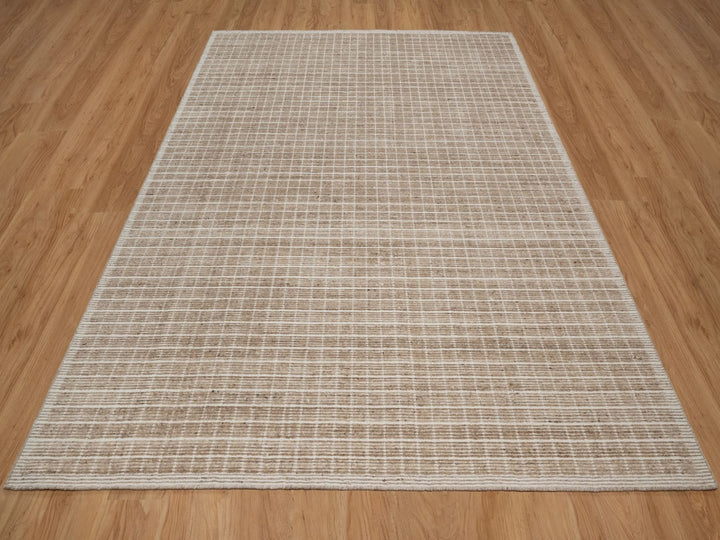 8'1" x 10'0" New Hand Loomed Brown Wool Rectangle Oriental Rug - MOA10291710