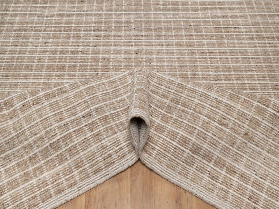 8'1" x 10'0" New Hand Loomed Brown Wool Rectangle Oriental Rug - MOA10291710