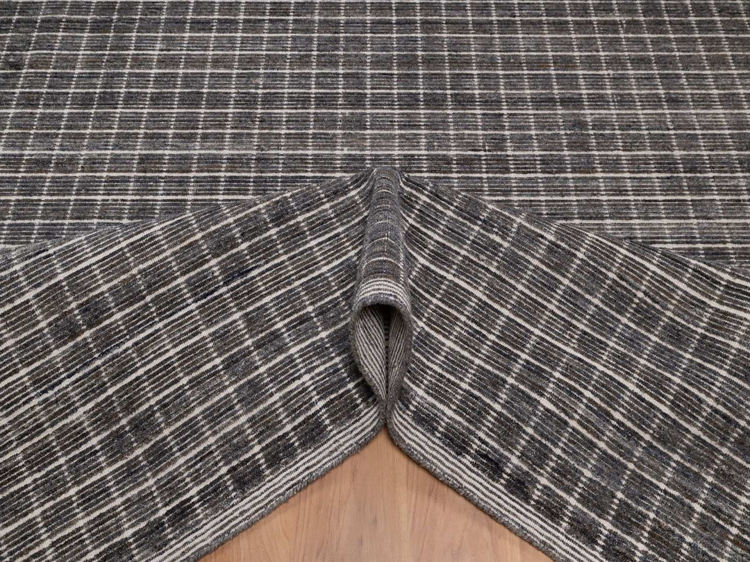 8'1" x 10'0" New Hand Loomed Grey Wool Rectangle Oriental Rug - MOA10291714