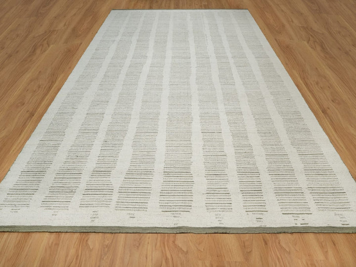 10'0" x 14'1" New Hand Woven Ivory Wool Rectangle Oriental Rug - MOA10291736