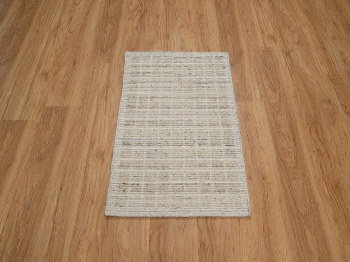 2'0" x 3'1" New Hand Loomed Ivory Wool Rectangle Oriental Rug - MOA10291746