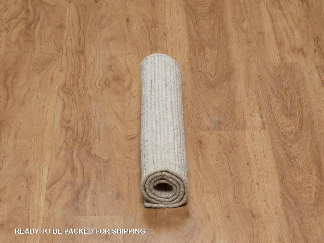 2'0" x 3'1" New Hand Loomed Ivory Wool Rectangle Oriental Rug - MOA10291746