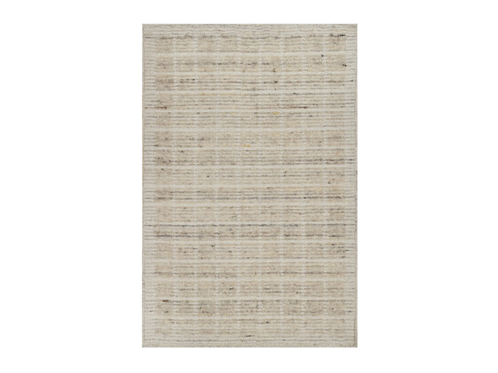 1'11" x 3'1" New Hand Loomed Ivory Wool Rectangle Oriental Rug - MOA10291747