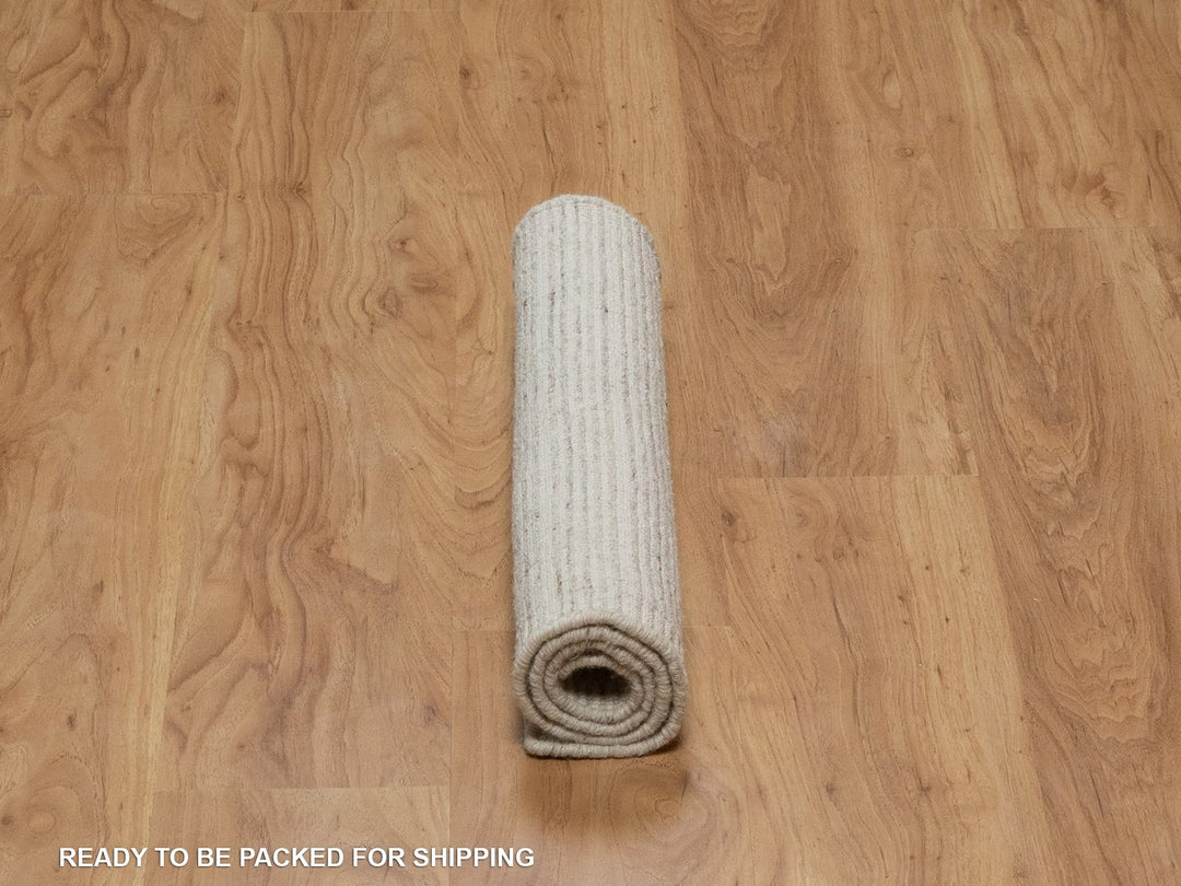 1'11" x 3'1" New Hand Loomed Ivory Wool Rectangle Oriental Rug - MOA10291747