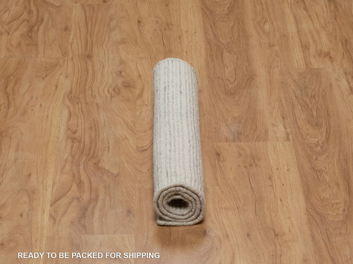 1'11" x 3'1" New Hand Loomed Ivory Wool Rectangle Oriental Rug - MOA10291747