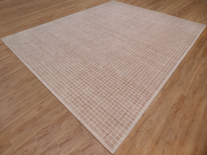 12'1" x 15'0" New Hand Loomed Pink Wool Rectangle Oriental Rug - MOA10291752