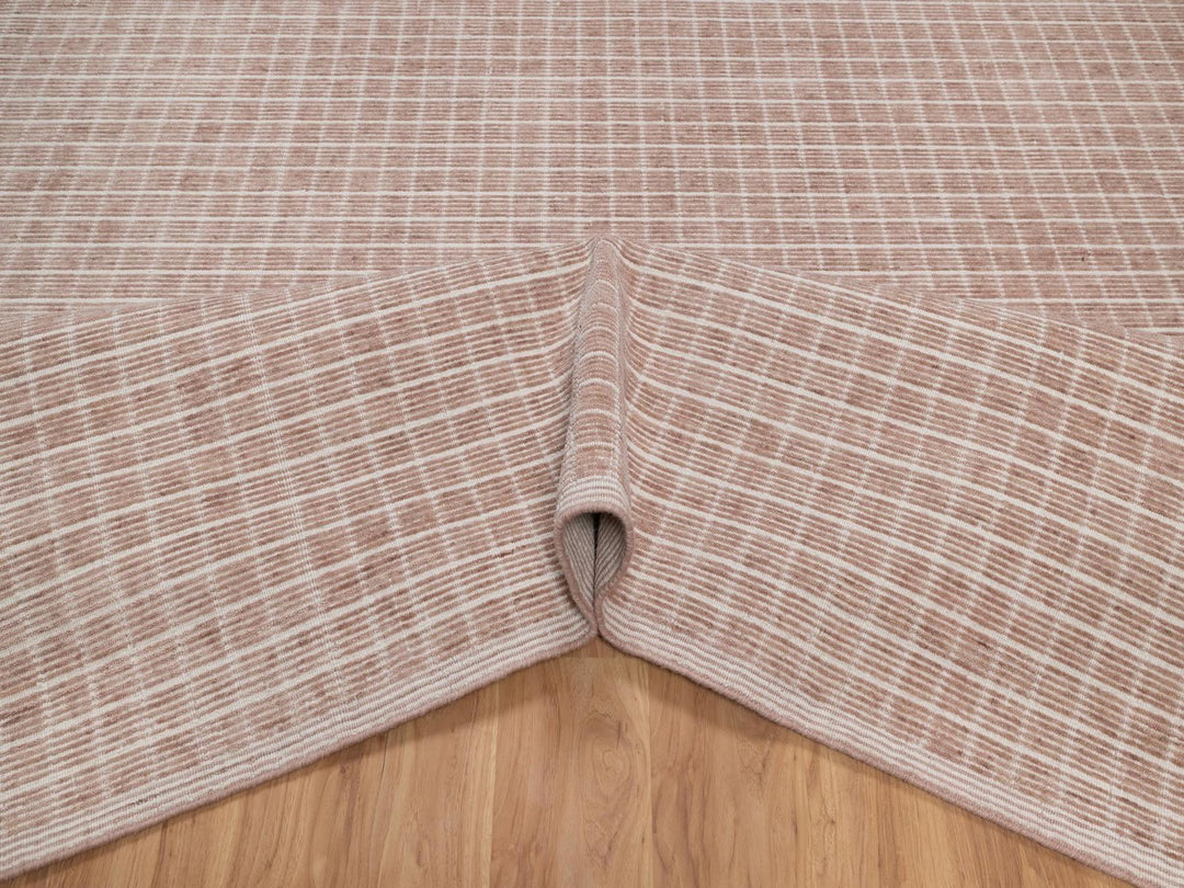 12'1" x 15'0" New Hand Loomed Pink Wool Rectangle Oriental Rug - MOA10291752