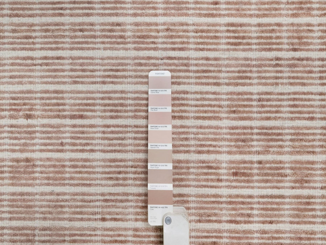 12'1" x 15'0" New Hand Loomed Pink Wool Rectangle Oriental Rug - MOA10291752