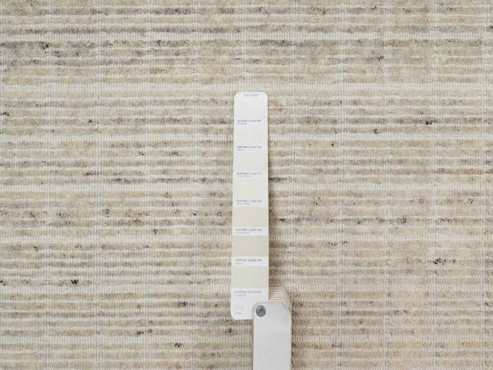 7'11" x 10'0" New Hand Loomed Ivory Wool Rectangle Oriental Rug - MOA10291753