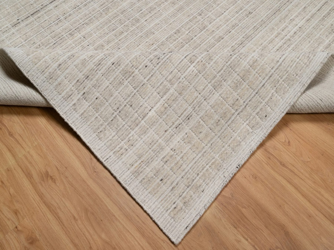 8'0" x 10'0" New Hand Loomed Ivory Wool Rectangle Oriental Rug - MOA10291754