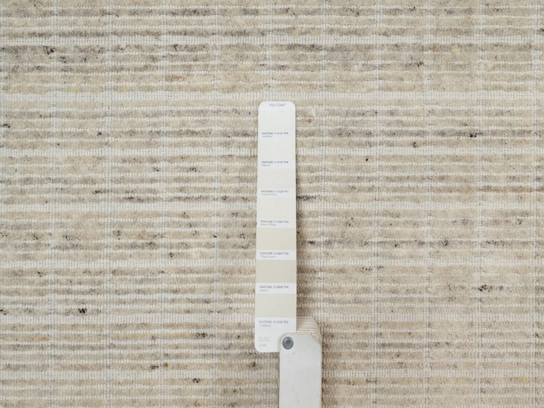 8'0" x 10'0" New Hand Loomed Ivory Wool Rectangle Oriental Rug - MOA10291754