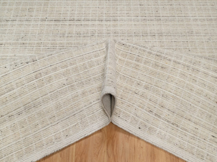 8'0" x 10'0" New Hand Loomed Ivory Wool Rectangle Oriental Rug - MOA10291755