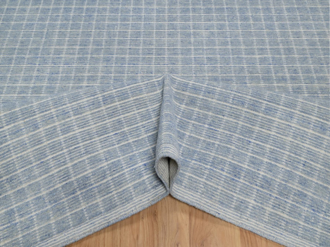 7'11" x 10'0" New Hand Loomed Blue Wool Rectangle Oriental Rug - MOA10291756