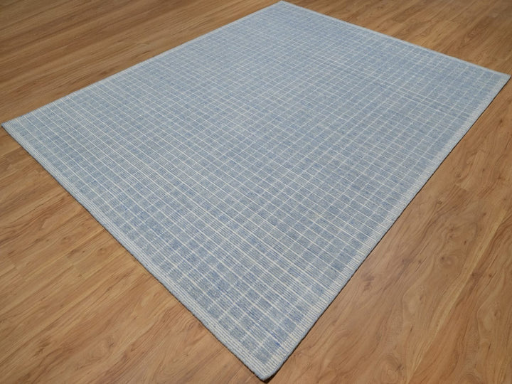 8'1" x 10'0" New Hand Loomed Blue Wool Rectangle Oriental Rug - MOA10291757