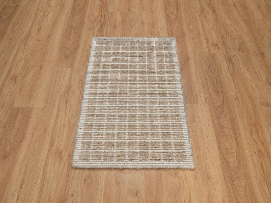 2'0" x 3'1" New Hand Loomed Brown Wool Rectangle Oriental Rug - MOA10291759