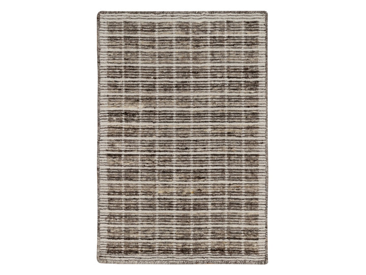 1'11" x 3'1" New Hand Loomed Brown Wool Rectangle Oriental Rug - MOA10291761