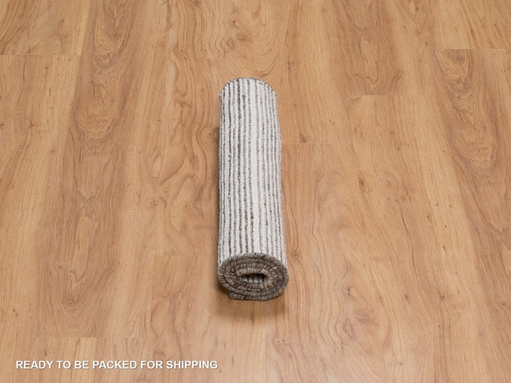 1'11" x 3'1" New Hand Loomed Brown Wool Rectangle Oriental Rug - MOA10291761