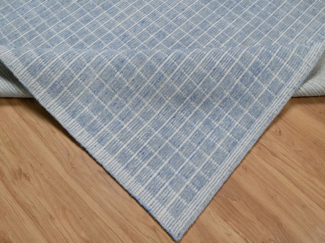 7'11" x 10'1" New Hand Loomed Blue Wool Rectangle Oriental Rug - MOA10291768