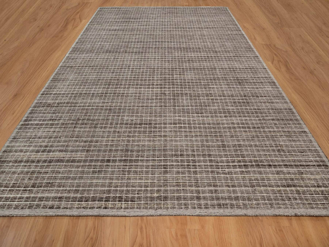 12'0" x 14'11" New Hand Loomed Brown Wool Rectangle Oriental Rug - MOA10291774