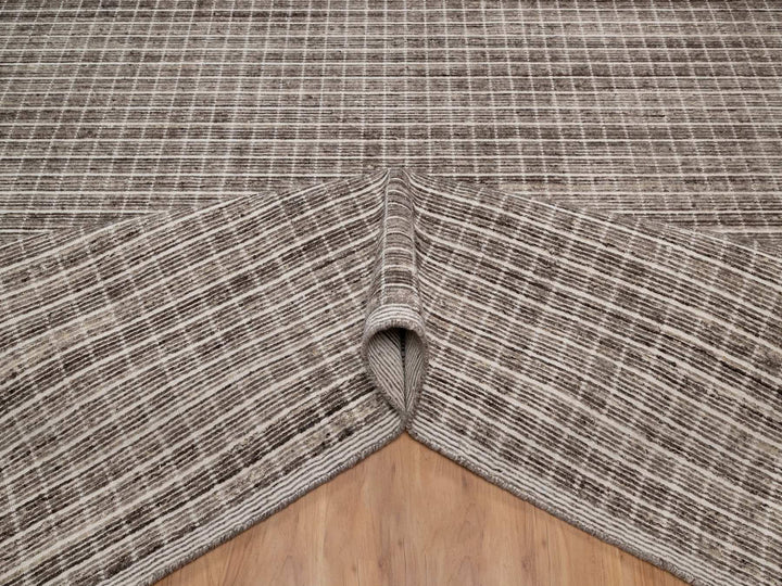 12'0" x 14'11" New Hand Loomed Brown Wool Rectangle Oriental Rug - MOA10291774