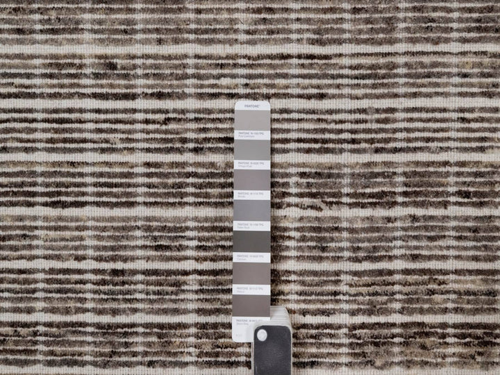 12'0" x 14'11" New Hand Loomed Brown Wool Rectangle Oriental Rug - MOA10291774