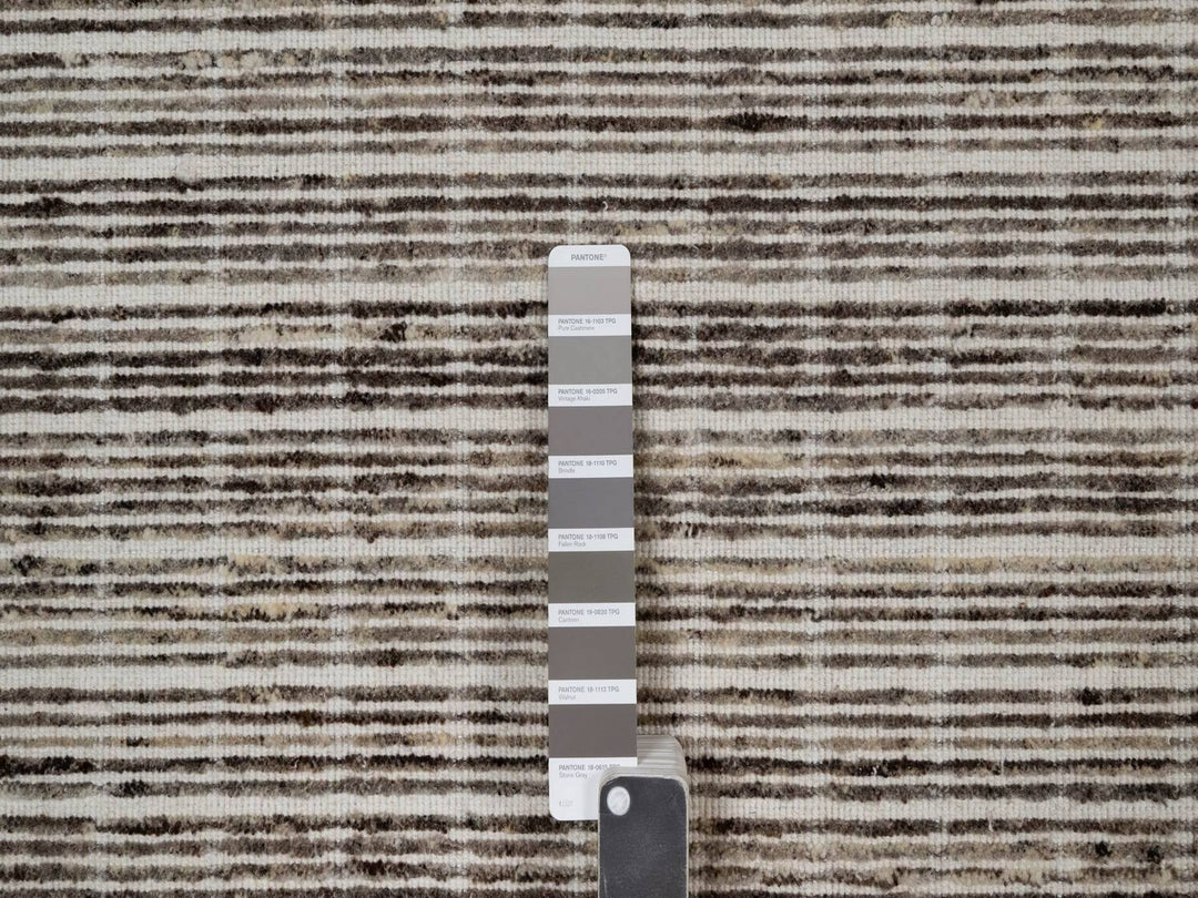 8'0" x 10'0" New Hand Loomed Brown Wool Rectangle Oriental Rug - MOA10291777