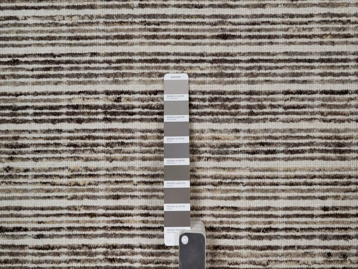 8'0" x 10'0" New Hand Loomed Brown Wool Rectangle Oriental Rug - MOA10291777