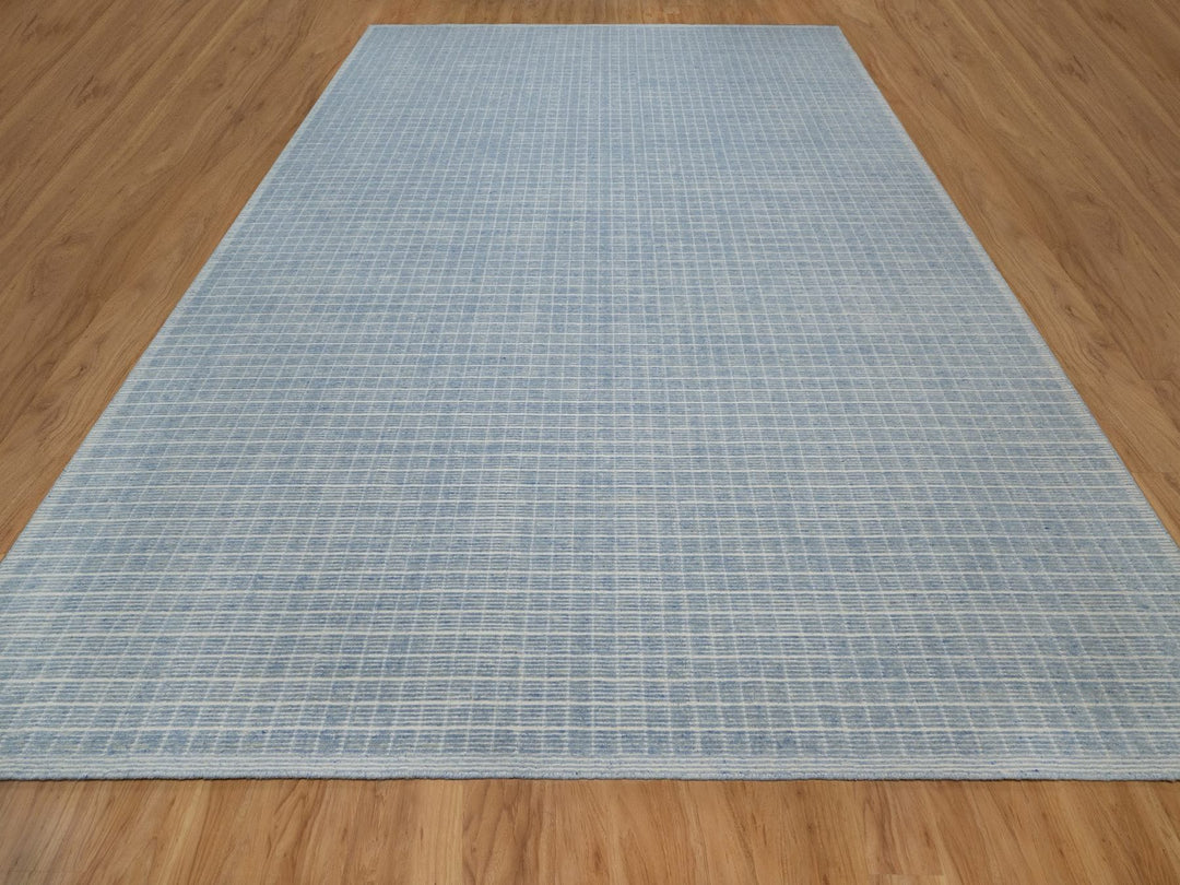 12'0" x 14'11" New Hand Loomed Blue Wool Rectangle Oriental Rug - MOA10291778