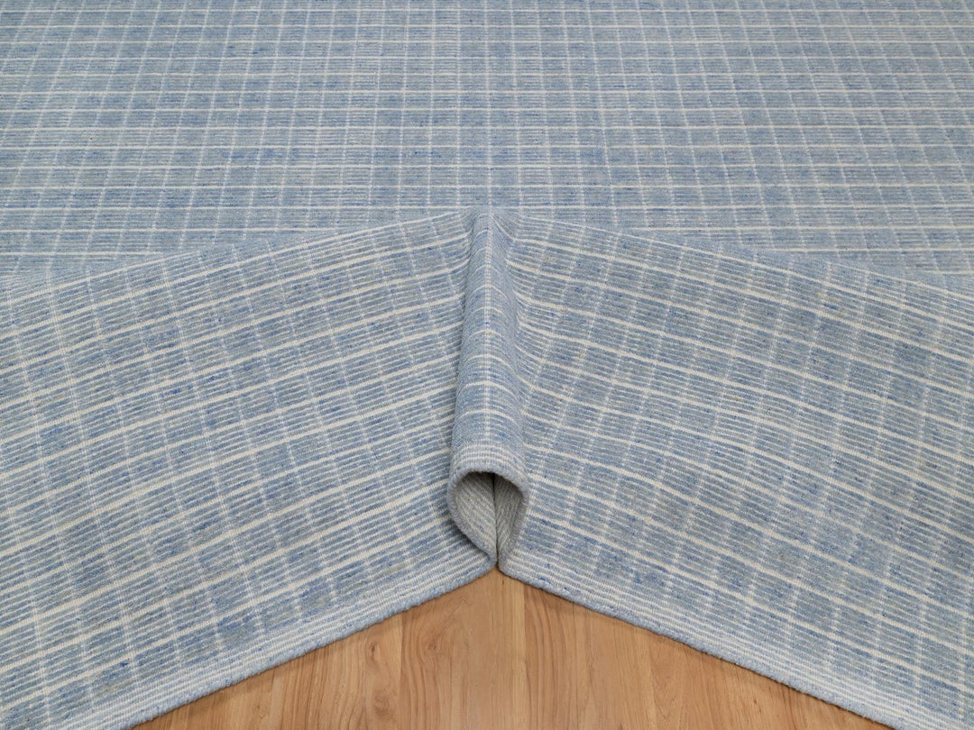 12'0" x 14'11" New Hand Loomed Blue Wool Rectangle Oriental Rug - MOA10291778