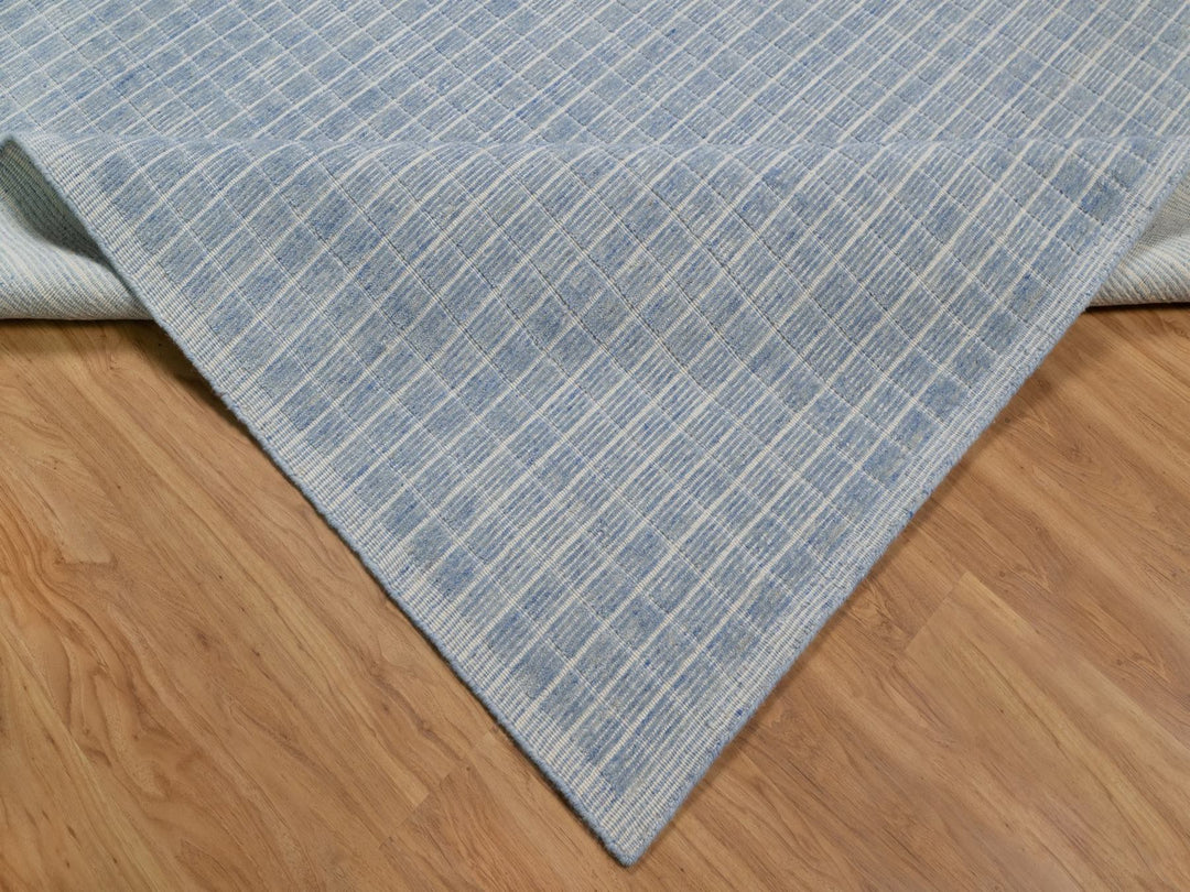 12'0" x 14'11" New Hand Loomed Blue Wool Rectangle Oriental Rug - MOA10291778