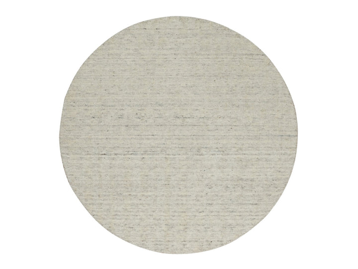 4'11" x 4'11" New Hand Loomed Ivory Wool Round Oriental Rug - MOA10291794