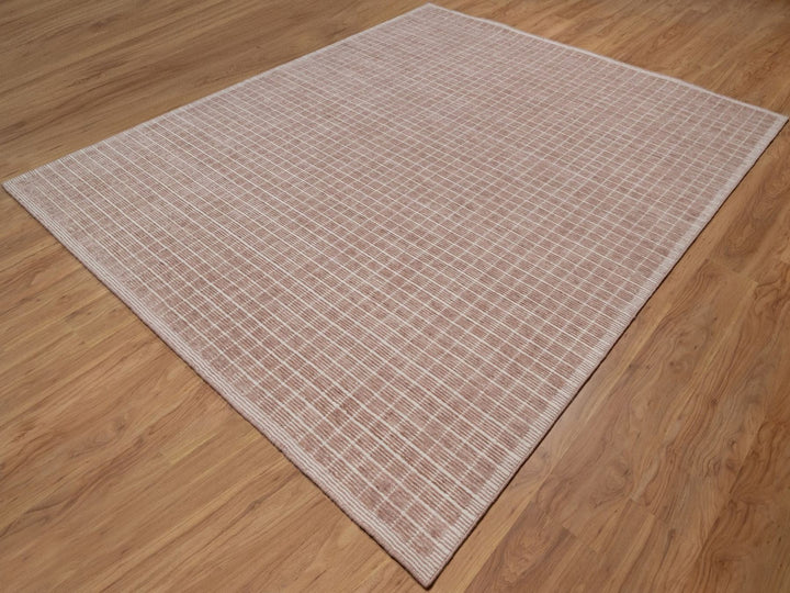 8'1" x 10'0" New Hand Loomed Pink Wool Rectangle Oriental Rug - MOA10291798