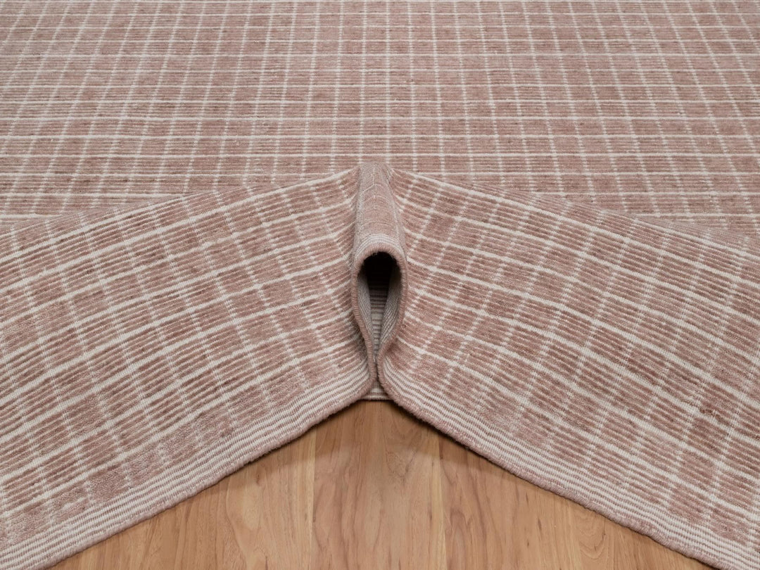 8'1" x 10'0" New Hand Loomed Pink Wool Rectangle Oriental Rug - MOA10291798