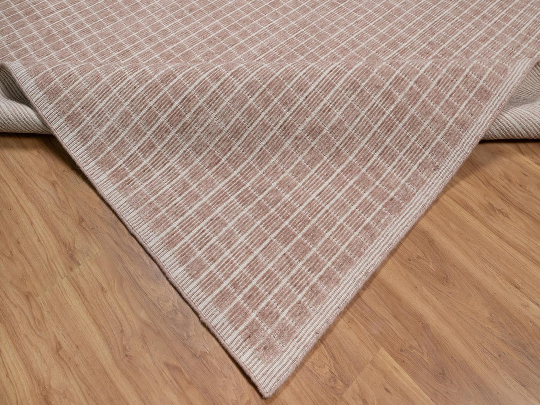 8'1" x 10'0" New Hand Loomed Pink Wool Rectangle Oriental Rug - MOA10291798