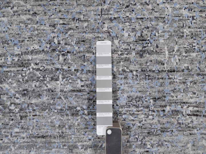 8'0" x 10'0" New Hand Knotted Grey Wool Rectangle Oriental Rug - MOA10291806